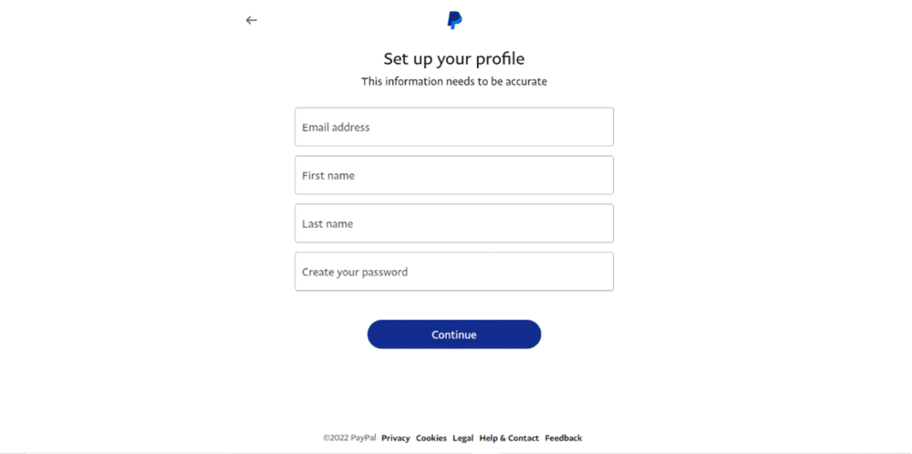 Choosing your PayPal email and password