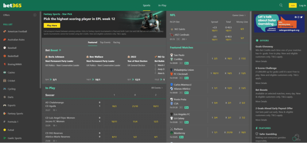 Betting on football with bet365