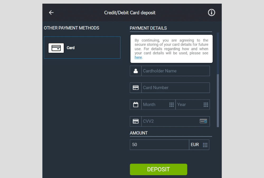 Adding your card details