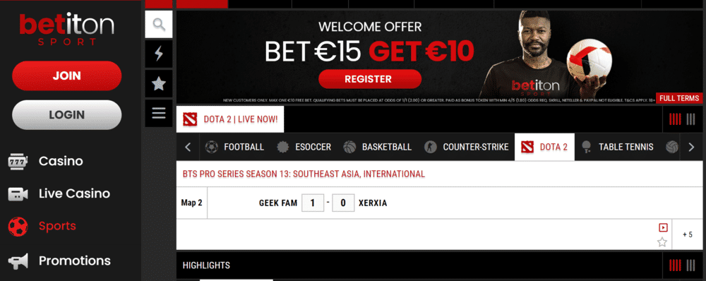Betiton are based on the Aspire platform and offer a great selection of tournaments to bet on